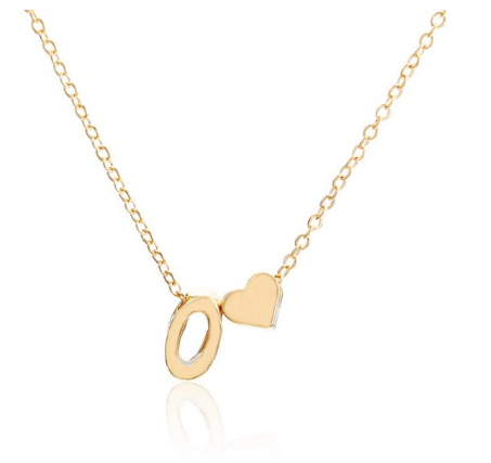 Necklace 26 Letter Pendant Necklace Women Peach Heart Shaped Clavicle Chain Necklace Accessories O