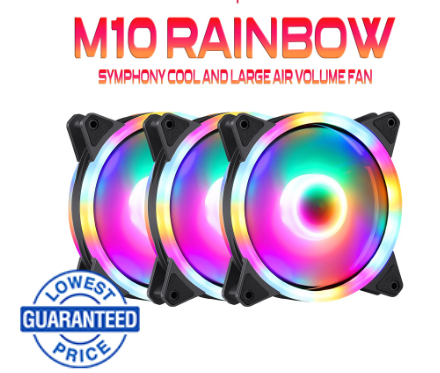 Inplay M10 Rainbow Rgb 120mm Led Cooling Fan For Pc/Computer/Desktop Accessories/Peripherals