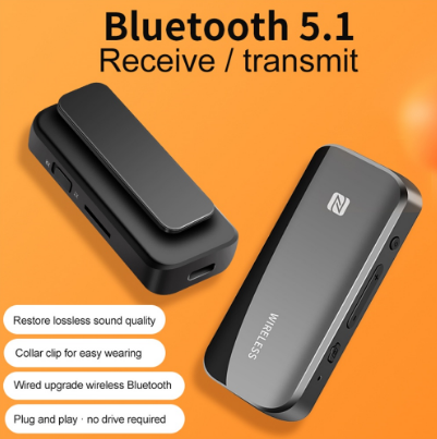 2 In 1 Stereo Bluetooth Audio Receiver Transmitter BT5.1 NFC Type C Charging Headset Wireless Car Kit TF 3.5mm 2.5mm Aux