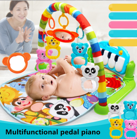 Baby Music Rack Play Mat with Piano Keyboard Early Education Gym Crawling Game Pad Toy