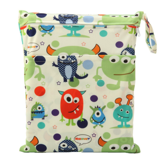 30x37cm Cloth Diaper Wet Dry Bags Double Zipper Mixed Color Printed Portable Waterproof Dag Storage Bag Swimwear Bag C17