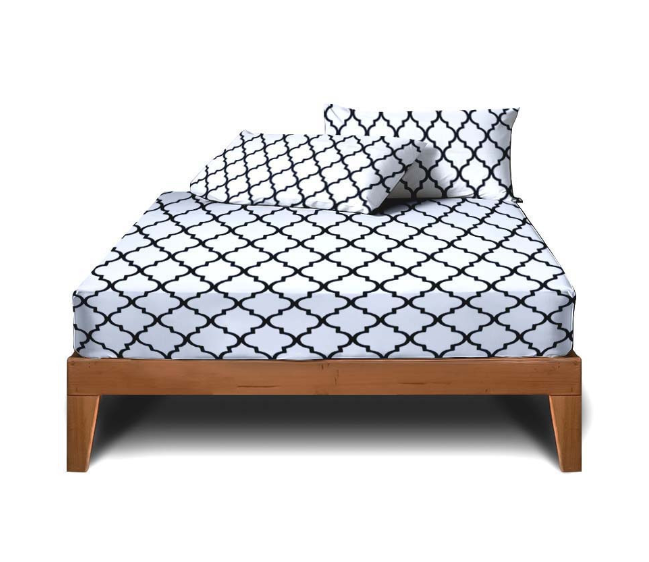 3in1 Garterized Bed Sheet Set - 2 Pillowcases & 1 Fitted Sheet - Lattice