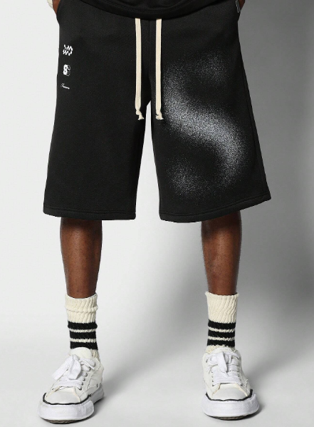 SUMWON Drop Crotch Jort Short With Blur Graphic