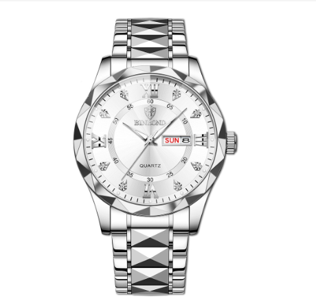 Binbond Original Men's Luxury Stainless Steel Waterproof Fashion Business Watch Luminous Dual Calendar Quartz Wrist Watch M8