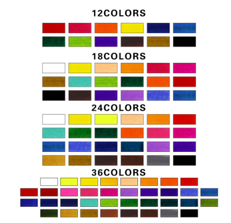 SeamiArt 12 18 24 36 Colors Solid Watercolor Set With 2 Pcs. Water Brush Pens