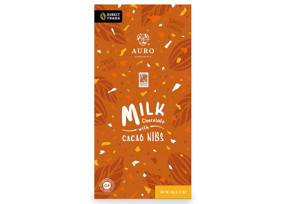 Auro Chocolate 42% Milk Chocolate w/ Cacao Nibs 60g