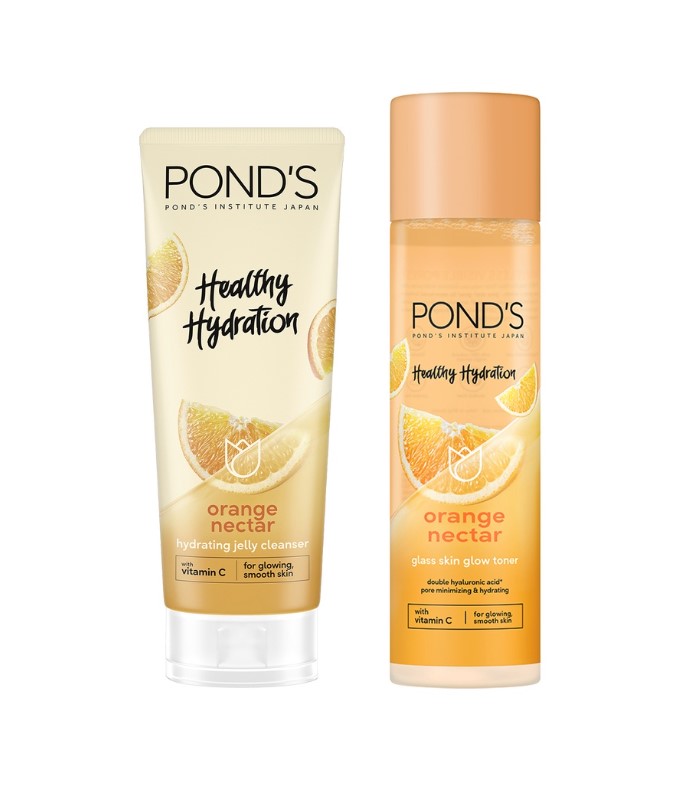 Ponds Hydrating Jelly Orange Nectar Cleanser with Vit C 100G Glass Skin Toner 110G