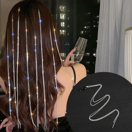 Flash Rhinestone Chain Hairpin Crystal Tassel Hair Clip Braided Barrette Hair Accessories