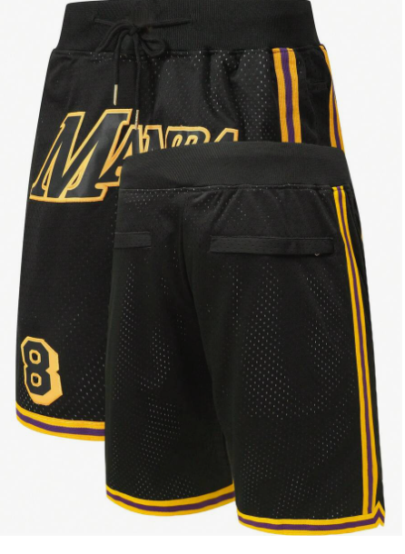 Men's Vintage Mesh Embroidery Breathable Zipper Pocket Sports Shorts