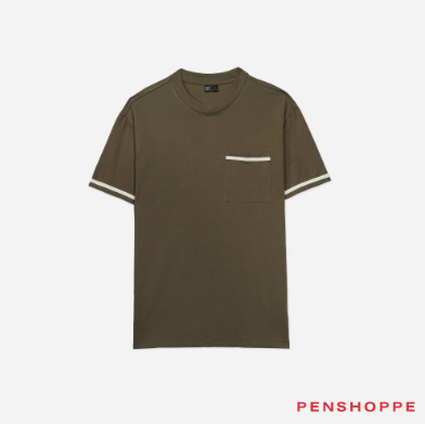 Penshoppe Relaxed Fit T-Shirt With Pocket For Men (Burnt Olive)