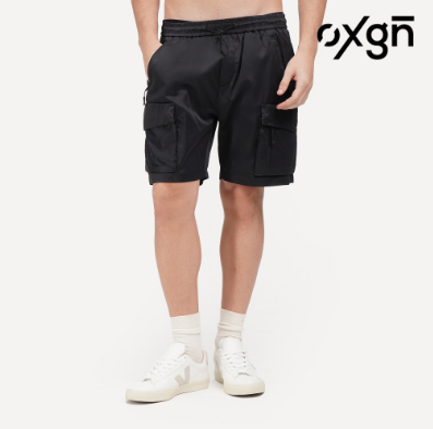 OXGN Cargo Shorts For Men (Black/Bone)