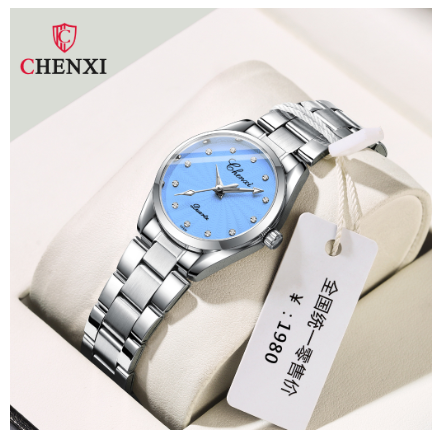 CHENXI watch for woman waterproof original korean style fashion stainless steel luminous casual watch BLUE