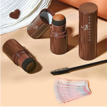 Black Swan One Step Eyebrow Stamp Shaping Kit - Brow Powder Stamp Makeup with 10 Reusable Eyebrow