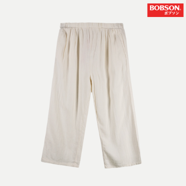 Bobson Japanese Ladies Basic Non-Denim Drawstring Pants for Women Trendy Fashion 138723-U Off Whit
