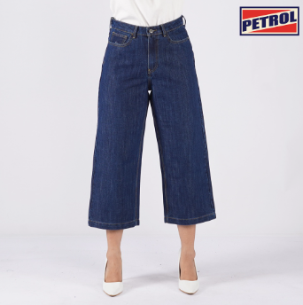 Petrol Ladies Basic Denim Culottes Pants Trendy Fashion High Quality Comfortable 150547 Dark Shade