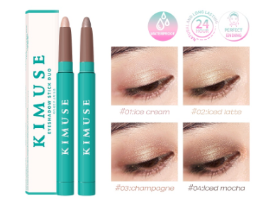 KIMUSE 2PCS Shimmer Eyeshadow Stick Duo Eye Brightener Pencil Eye Makeup