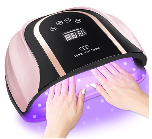 160W UV LED Gel Nail Lamp,Large UV Nail Light for Professional Salon Home Two Hand Use Gel Polish Curing Lamp Nail Dryer with 54 PCS Light-Bead