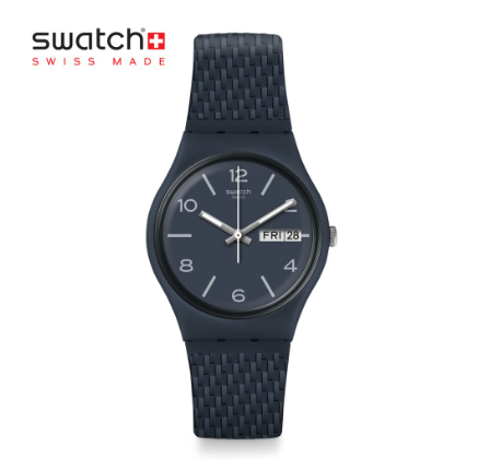 Swatch Gent Laserata GN725 Blue Silicone Strap Watch