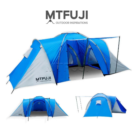 Mt.Fuji Outdoor Camping Tent Rainproof Large three-room 6-8 Person