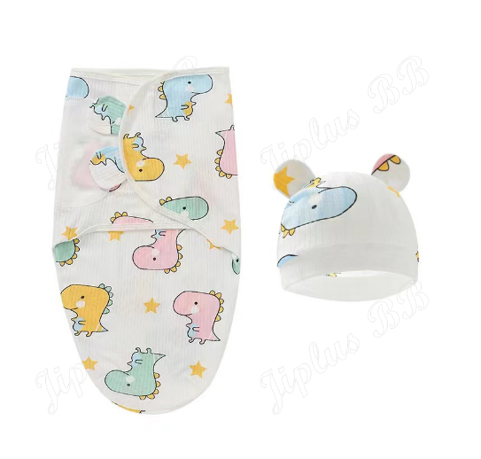 Newborn Baby Muslin Swaddle Blanket Hat Set Swaddle Bedding Wrap Blanket Baby Swaddling S31
