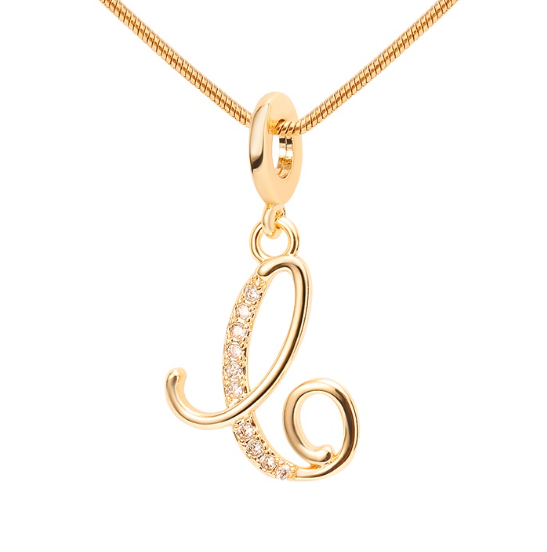 Lisa 18k Gold Plated Necklace Letter Pendant Fashion Accessories Necklace Women C