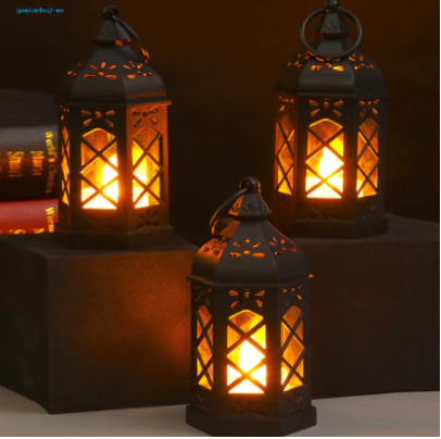Flameless Candle Lantern Desk Candle Lamp Vintage Battery-operated Desk Lantern Lamp( free Battery)