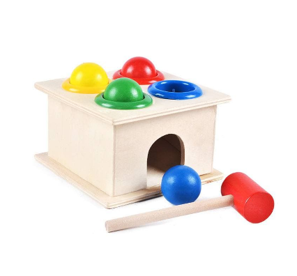BYJ Wooden Hammer Toy Wooden Ball Game Hammer Case Box Pre Educational Toy for Kids
