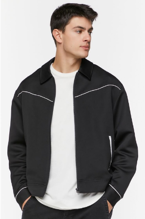 Forever 21 Men's Piped-Trim Bomber Jacket