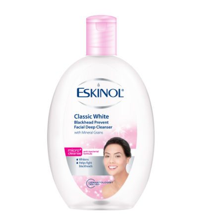 Eskinol Facial Deep Cleanser Classic White Blackhead Prevent With Mineral Grains 225ml