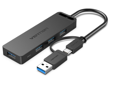 Vention Usb Hub Type C+Usb A Multiple 4 Ports Splitter Fast Speed 3.0 Plug And Play Otg Printer For Laptop Pc