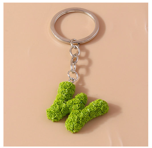Fashion Rose 26 Letter Keychains Sweet Flower A-Z Alphabet Keyrings For Women Handbag Pendant Ornaments Jewelry Accessories W