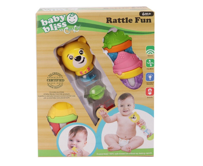 Baby Bliss 2 in 1 Rattle Fun Bear, Lead-Free - Developmental Toys