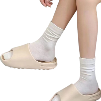 Lovito Women Casual Plain Basic Socks LNE39066 (White/Off White/Black)