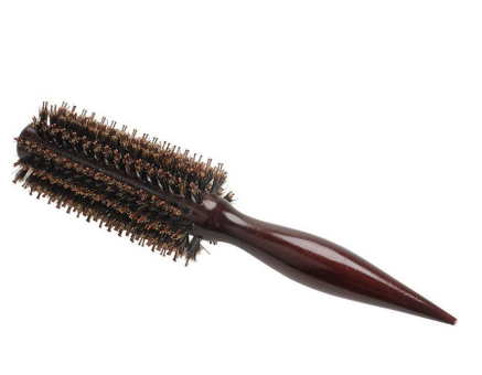 Wooden Hair Roller Brush Hair Round Comb Wavy Straight Detangling Bristled