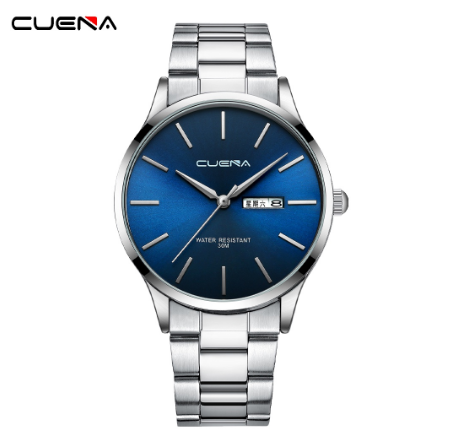 CUENA Men's Watch Original Brand Simple Fashion Business Analog Quartz Stainless Steel Waterproof 6021 M1