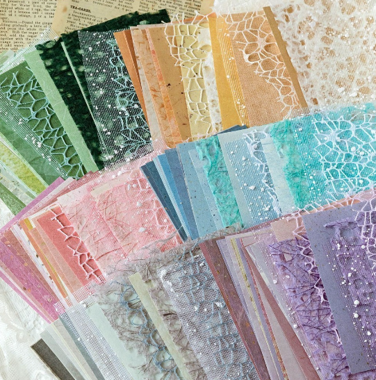 26Pcs Handmade Scrapbook Paper Craft Textured Paper Morandi Mesh Fabric Mulberry Special Paper Mix for Scrapbooking Junk Journal