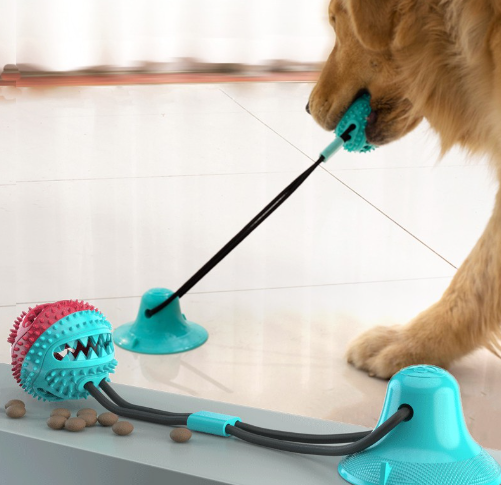 Dog Interactive Toys Bite Resistant TPR Rubber Chew Sucker Pet Molar Squeaky Ball Puppy Toothbrush
