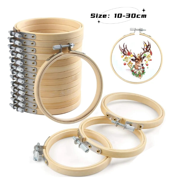 10-30cm Wooden Embroidery Hoops Frame Set Bamboo Embroidery Hoop Rings For DIY Cross Stitch Needle Craft Tool