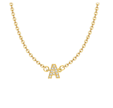 Vnox Initial Choker 18K Gold Letter A-Z Pendant Necklace Accessories for Women A