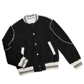 Lovito Women Fabric Stitching Button Jacket LNA37122 (Black)