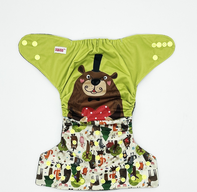 Bamboo Charcoal Cloth Diaper with Bamboo Charcoal Inserts and Double Leg Gusset D3