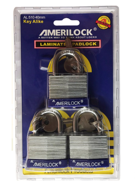 Amerilock 3 Pieces Laminated Padlock for Gate 40mm Short Shackle with 3 Master Keys