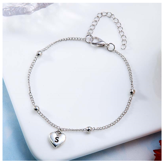 Fashion Silver Plated 26 Letters Initials Alphabet Bracelet Adjustable Bangle Women Jewelry Mother's Day Gift