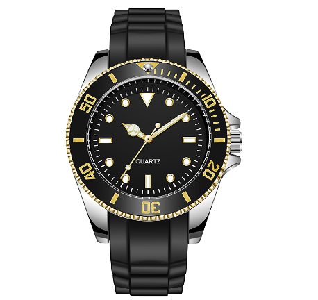 TPW Japan Movement Quartz Watch 40mm Dial Watches Rotating Bezel Rubber Strap Wristwatch GOLD