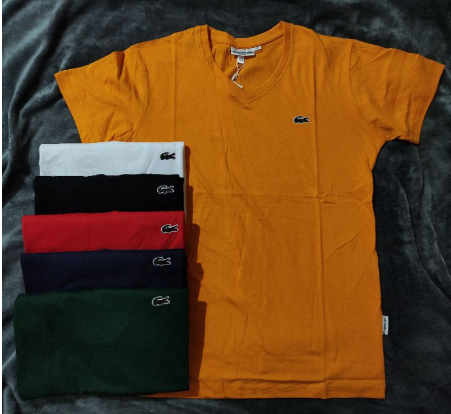 Lacoste V Neck And Minimal  Stripes Tshirts  For Men