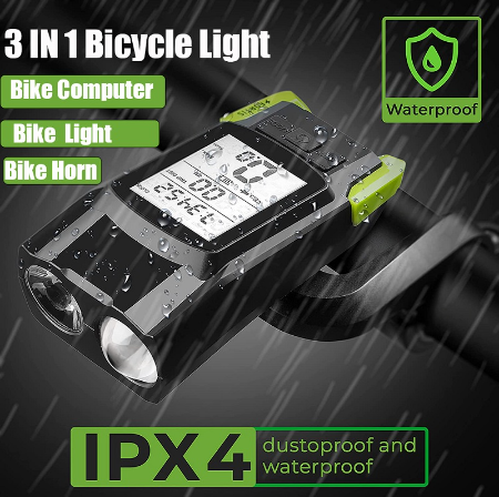 3 in 1 WEST BIKING 4 Mode 800LM Headlight With Speedometer USB Bike Light Lamp Bicycle Light 4000mAh