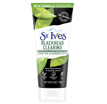 ST. IVES Blackhead Clearing Green Tea Face Scrub Made with 100% Natural Exfoliants and Extracts 6OZ