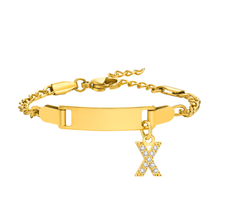 Vnox Baby Name Bracelet with Letter Pendant,Toddler Child ID Bracelet Girl Boy Birthday Gift X