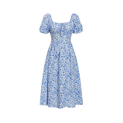 Lovito Women Casual Ditsy Floral Lace Up Dress L77ED173