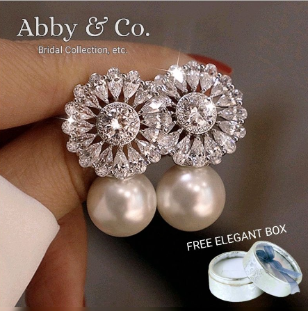 Abby&Co. Romantic Women Stud Earrings Imitation Pearl Delicate Female Earring for Party Fine Quality